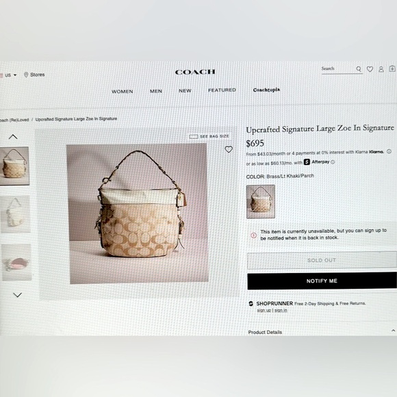 Coach F14710 Lg Zoe Optic Convertible Signature Logo Canvas & Patent Leather - Picture 14 of 16